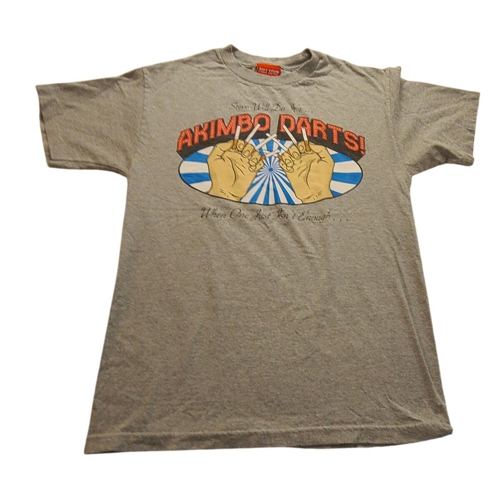 Full Send Steve Will Do It Akimbo Darts Graphic T-Shirt Mens Medium Gray Nelk